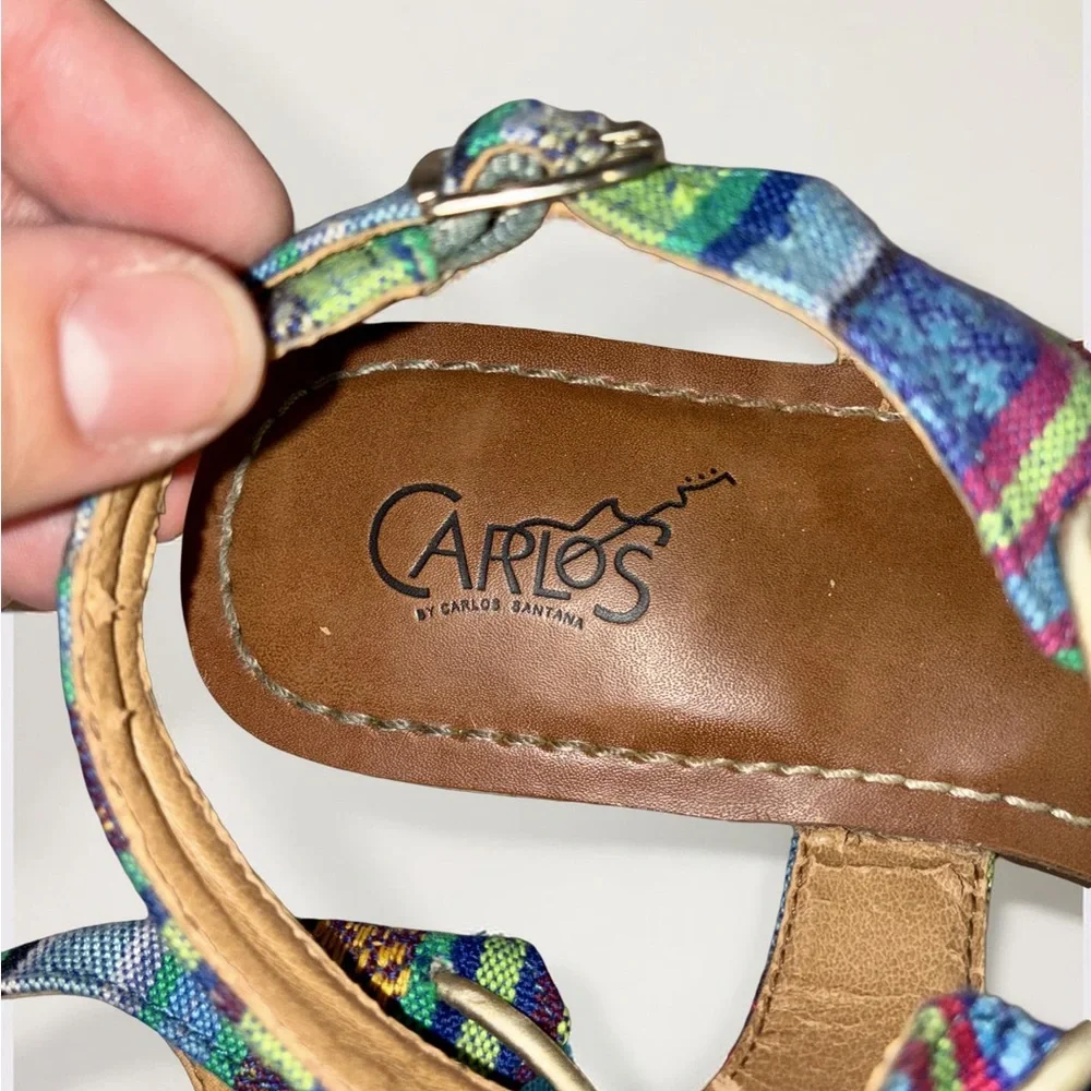 Carlos Santana Blue and Gold Women's Sandals